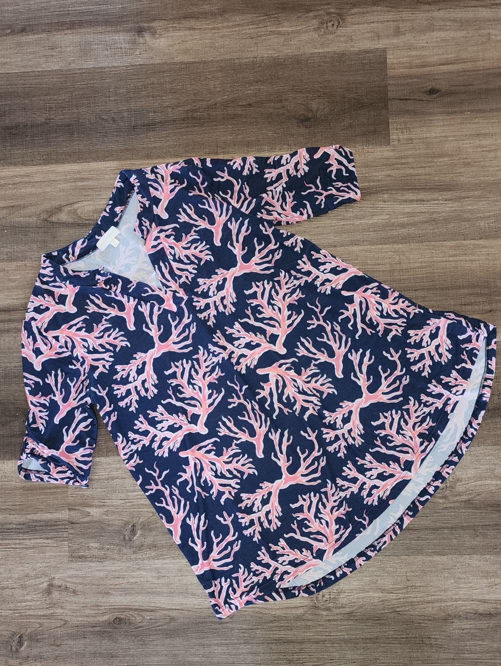 Simply Southern Navy & Pink Coral-Print Kids Swim Tunic Small